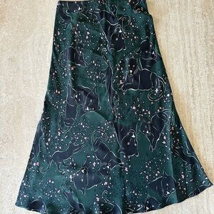 Corey Lynn Calter Dark Green Panther Print Slip Skirt